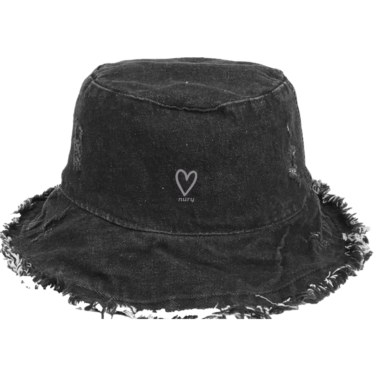 Frayed Edge Bucket Hat - Black Denim