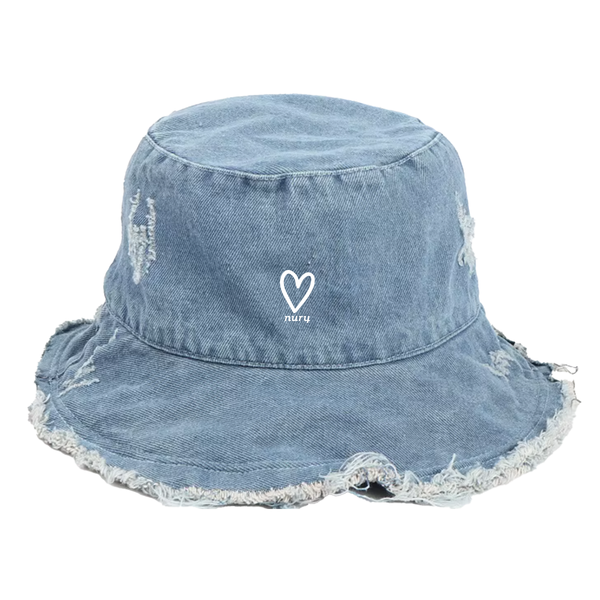 Frayed Edge Bucket Hat - Blue Denim