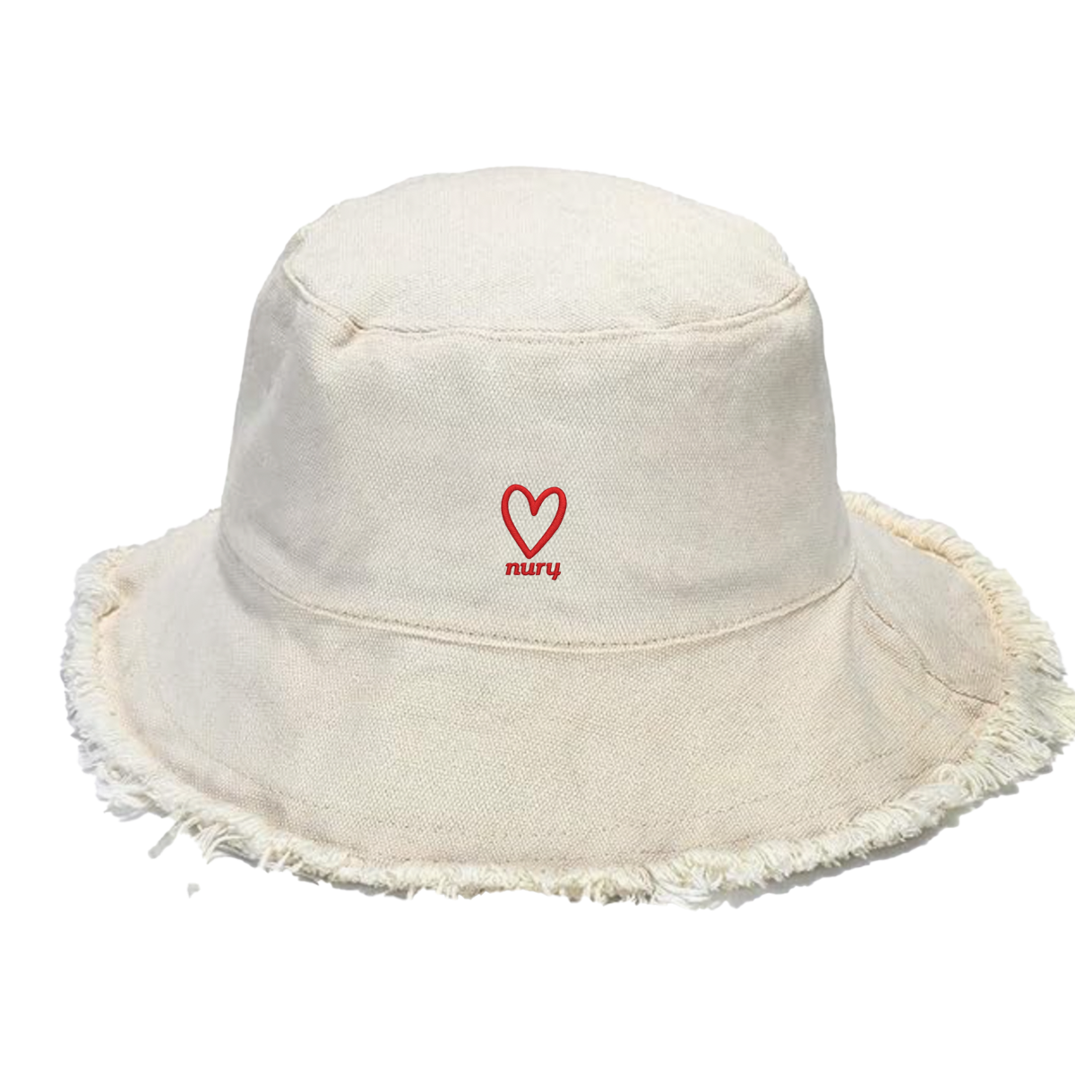 Frayed Edge Bucket Hat - Cream Denim