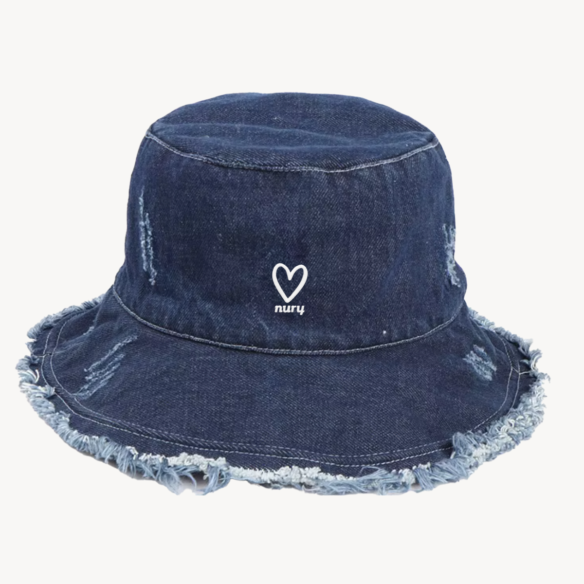 Frayed Bucket Hat - Dark Blue Denim