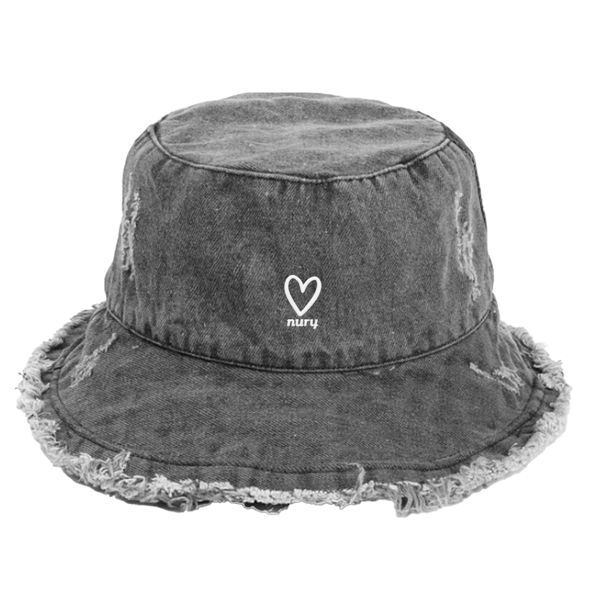 Frayed Edge Bucket Hat - Gray Denim