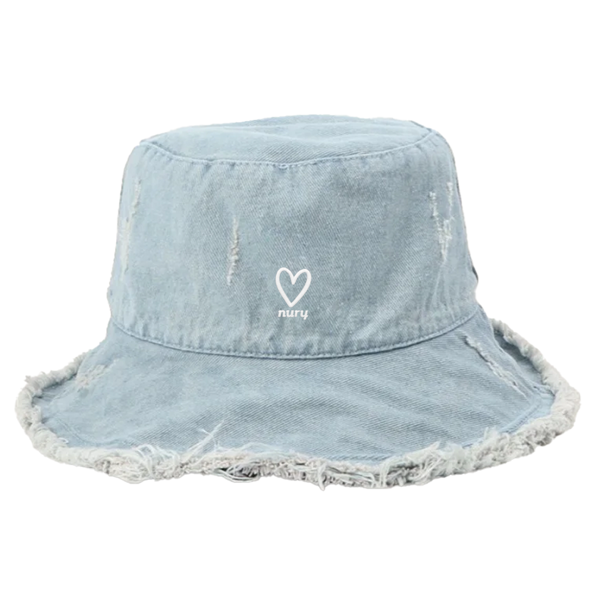 Frayed Edge Bucket Hat - Light Blue Denim