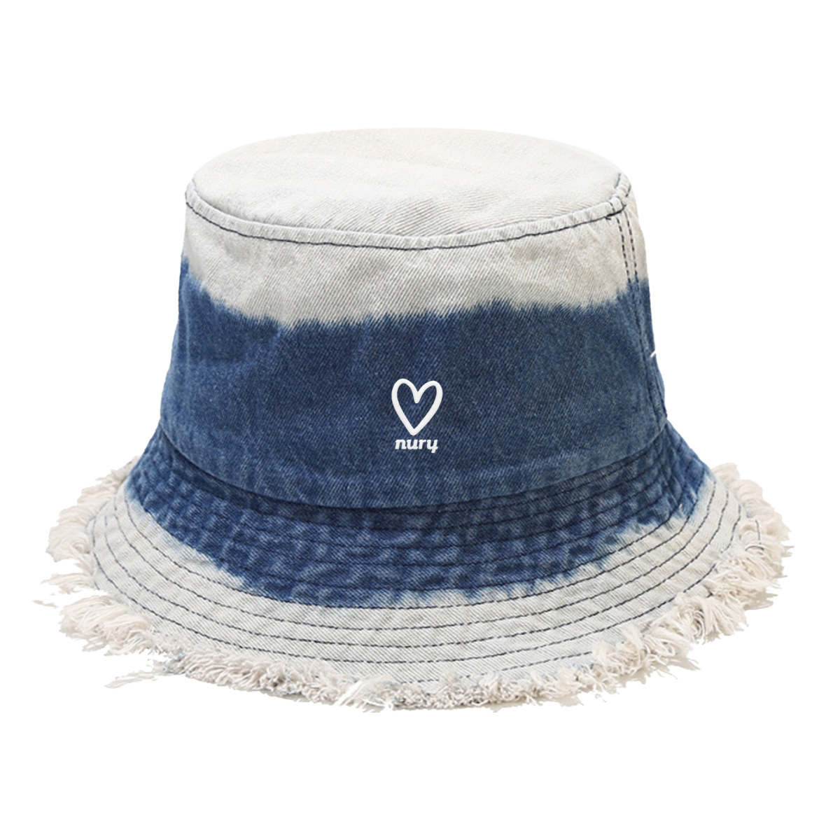 Frayed Edge Bucket Hat - Tie-Dye Blue Denim