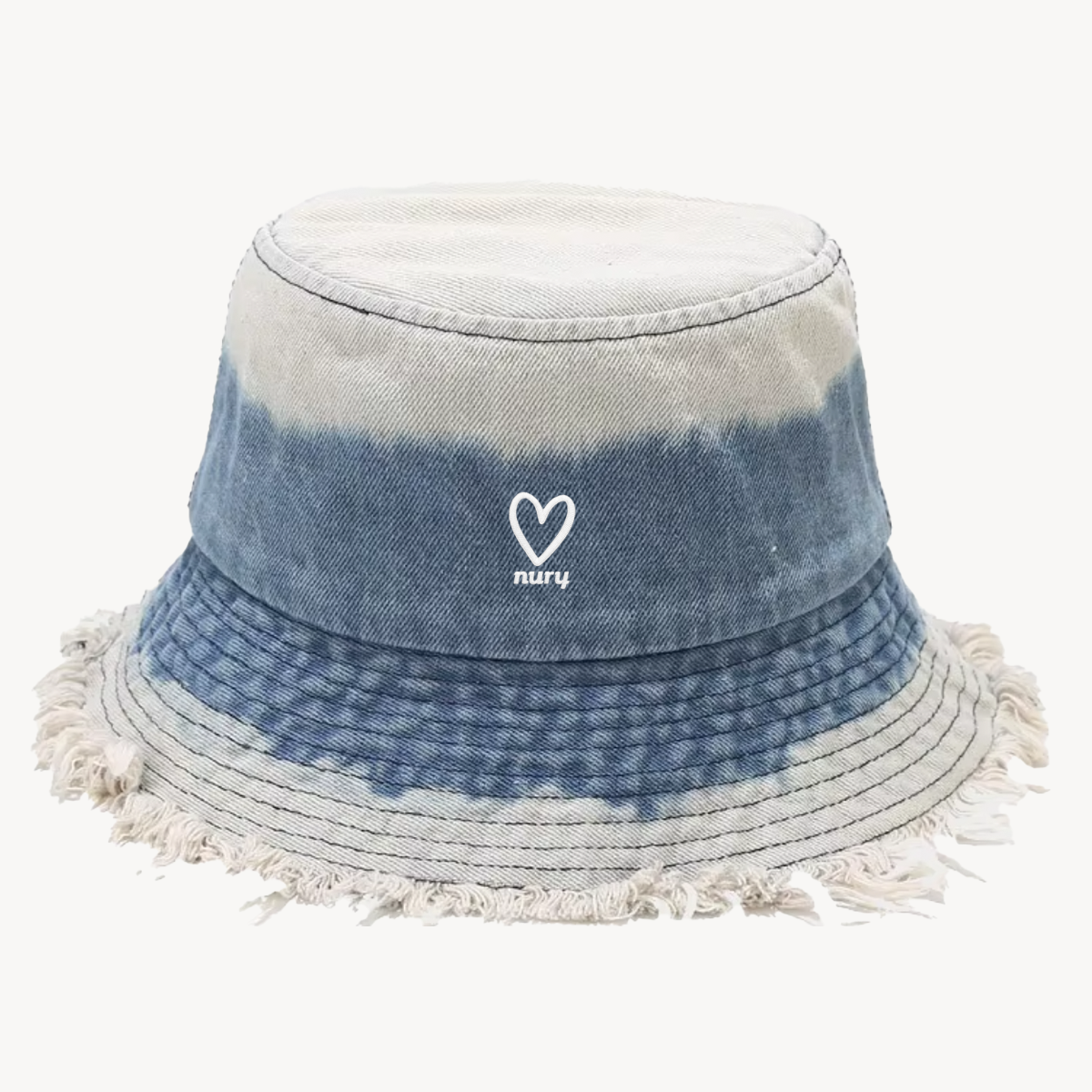 Frayed Edge Bucket Hat - Tie-Dye Light Blue Denim