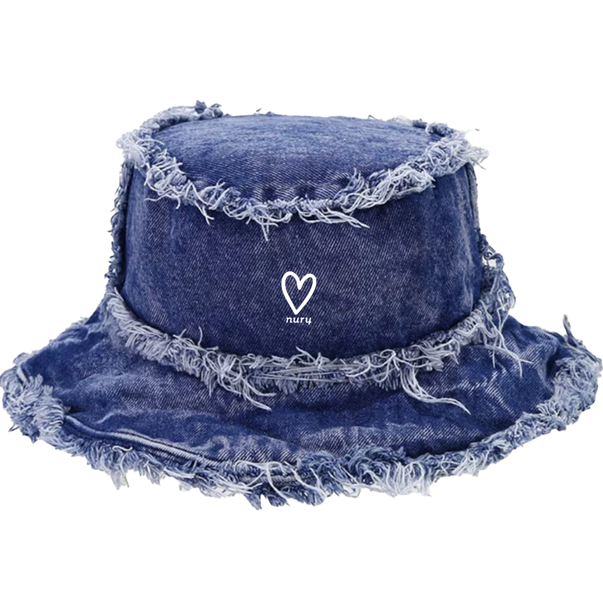 Ultra Frayed Bucket Hat - Dark Blue Denim